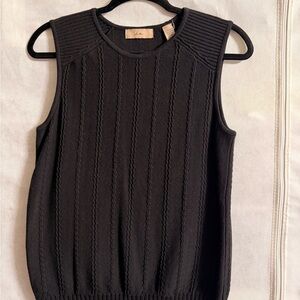Sleeveless Crewneck Knit Shell - Black